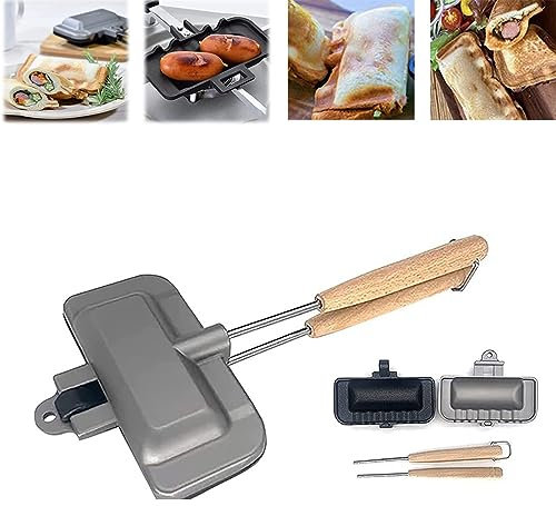 Teglia da forno a doppio lato,4w1h Sandwich Maker, Hot Dog Toaster,Teglia per panino antiaderente,Pentola antiaderente della maniglia di smontaggio