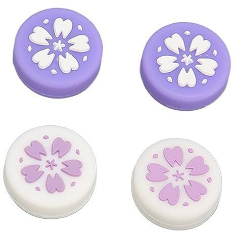4PCS Thumb Grip Caps Compatible with Switch,OLED,Switch Lite, Soft Silicone JoyCon Joystick Grip Cute Stick Cover,Prevent Slip Replacement Joystick Caps (Purple)