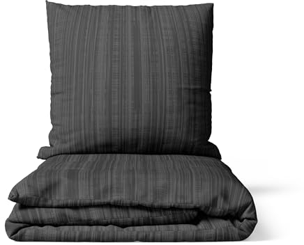 LARAWELL Bettwäsche 135x200 grau gestreift, Bettwäsche-Sets, kuschelweich, hypoallergen, bügelfrei Premium