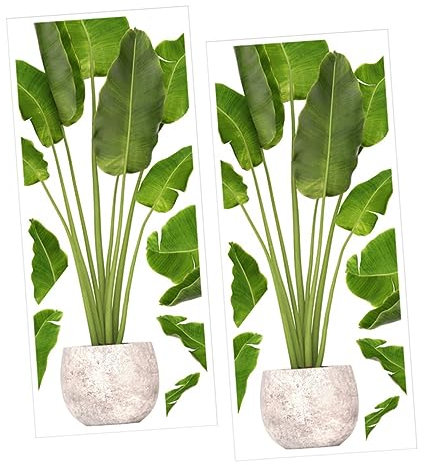 Veemoon 2pièces Autocollants Muraux Plantes Pot Lot De Décorations Vertes Pour Chambre Salon Cuisine Stickers Amovibles Et Réutilisables Pour Intérieur Décoration Naturelle Et