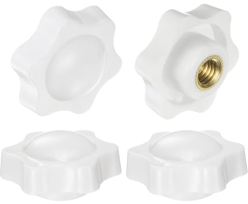 QUARKZMAN 4 Stück Sterngriffmutter M10 x 38mm Flügelmuttern mit Gewinde, Rändelmutter Handgriff Klemmmutter 38mm Spannknopf für Industrie Werkzeugmaschinen Geräte Fitnessgeräte, Weiß