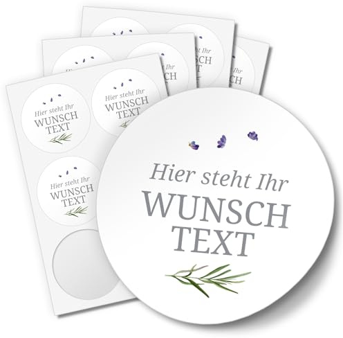 Einladungskarten Manufaktur Hamburg 24 PERSONALISIERTE Aufkleber mit Wunschtext individualisiert anpassbar Namen Datum Etiketten rund 4cm, Lavendel