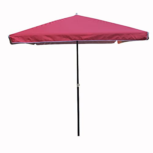 Patio Umbrella Garden Umbrella 2 M X 1.8 M Rectangle Garden Shade Umbrella, Outdoor Patio Sun Umbrella Market Table Parasol With Height Adjustable Pole, No Base