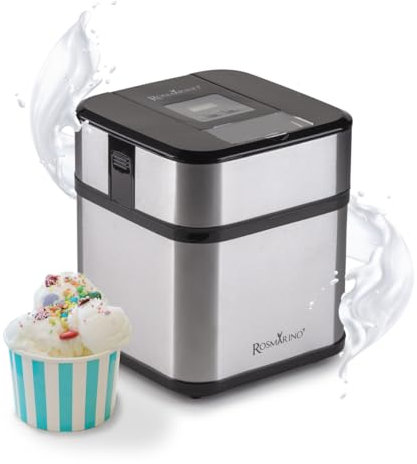 Rosmarino Macchina per il Gelato Vitalia FitGelato, Auto-Raffreddante, 1.5L, Piccola e Compatta, Macchina per il Gelato Cremoso Morbido, Per Uso Domestico e Famiglie