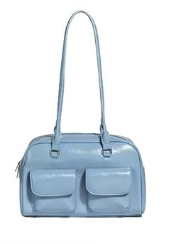 ARYU All-In-One Bowlingtasche mit großer Kapazität für Damen, Leder-Kissen-Tasche, blau, Medium