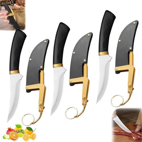 Couteau à Fruits Portable D'extérieur Polyvalent Avec étui - En Acier Inoxydable (3 Pièces)