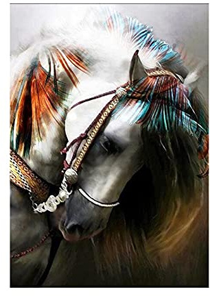 Abstrakte bunte Pferd Leinwand Gemälde Tiere Graffiti Kunst Leinwand Poster und Drucke Wandbilder Für Wohnzimmer Wohnkultur(40X50cm Unframed)