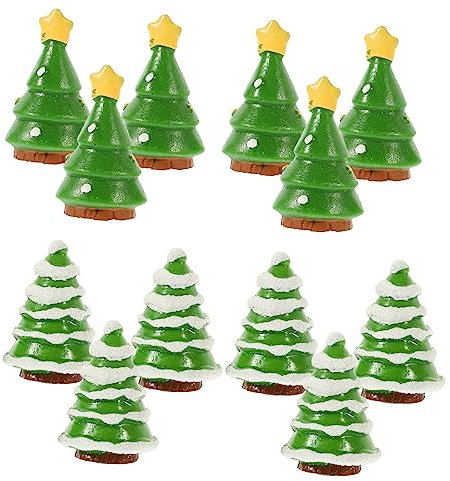 TOGEVAL 12stücke Mini Weihnachtsbaum Künstliche Weihnachtsbäume Für Tischdekoration Lustige Cartoon Figuren Weihnachtsmann Schneemann Zur Festtagsdekoration