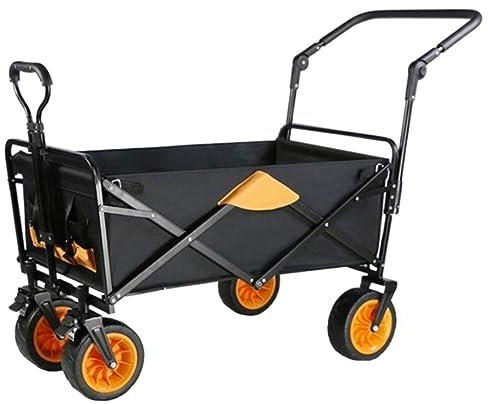 Chariot utilitaire de jardin pliable avec frein et poignée réglable pour le jardinage et le transport