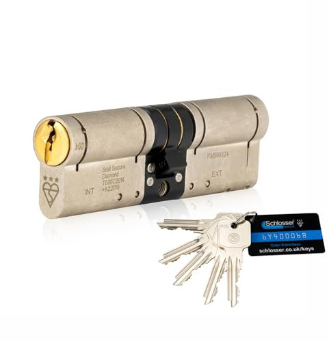 3 Star Kitemarked Euro Cylinder Lock 50EX/50 (100mm) in Dual Finish, British Standard TS007 Anti-Snap Barrel Front Door Lock