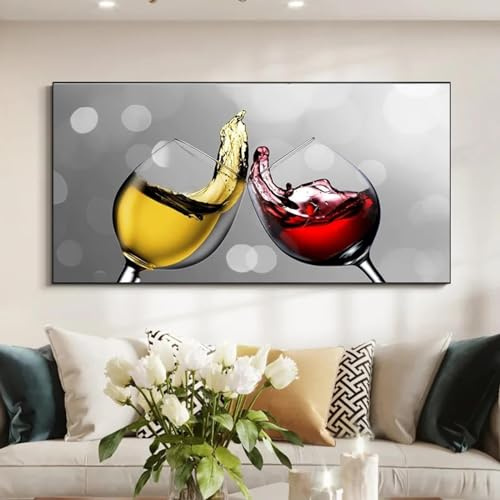 lianyibo Moderno dipinto su tela con calici da vino champagne, poster e stampe, quadri da parete, sala da pranzo, ristorante, bar, arredamento per la casa, 40x80 cm, senza cornice