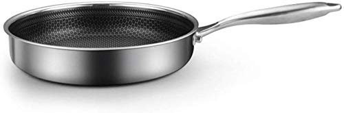 NTALJC Wok-Pfanne, Edelstahl-Pfanne, antihaftbeschichtet, für den Haushalt, Omelett, Steak, Bratpfanne, Pfannkuchen, Topf, Induktionsherd, Gasherd, universell zum Kochen, Braten