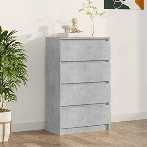 Myheimly Sideboard Kommode mit viel Stauraum, Schrank mit 4 Schubladen, Schubladenschrank Anrichte für Wohnzimmer, Modern, Betongrau 60x35x98,5 cm Holzwerkstoff