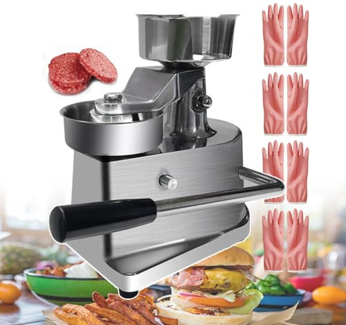 XSDAJSD Pressa per Hamburger Manuale, pressa per Biscotti e Formaggio, pressa per Hamburger Commerciale con 500 Fogli di Carta di separazione e 4 Guanti, Acciaio Inossidabile, Facile da Pulire, 13 cm