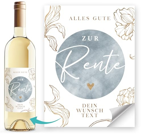 SpecialMe® Weinetiketten personalisiert Alles Gute zur Rente Spruch Abschied Kollegen Flaschenetiketten selbstklebend Wein Geschenk Weiss unisize