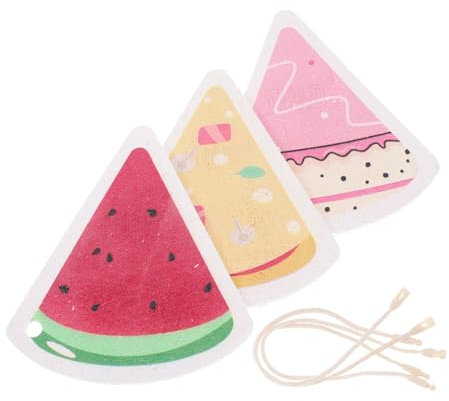 PartyKindom Creative Triangle Compressed Pattern Kitchen Dish Scrubbing Sponges, 3pcs Reusable Absorbent Cleaning Cloths Ice Cream, Pizza and Watermelon Designs for Daily Household Cleaning