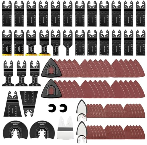 98 hojas de sierra oscilantes, cuchillas profesionales universales de liberación rápida, cuchillas multiherramienta de corte de madera (negro)