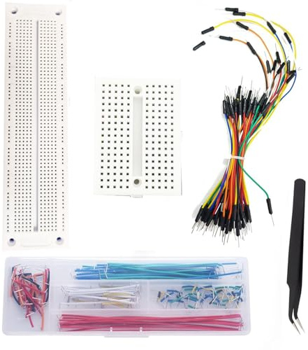 VISSQH Breadboard,Lötfreies Steckbrett Kit mit Male zu Male U förmige Überbrückungsdrähte,Flexibel Breadboard Jumper Drähte Kabel,Pinzette,für Electronics Testig DIY