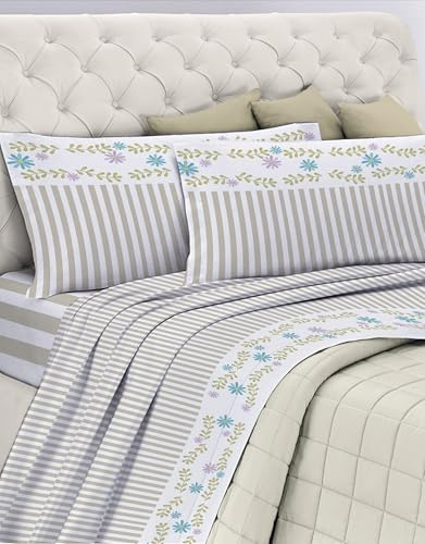 GEMITEX Completo Letto Cotone In, 100% COTONE, Traspirante, Privo di Sostanze Nocive, Qualità Certificata STANDARD 100 by OEKO-TEX Fiducia nel Tessile, MATRIMONIALE, G26/TORTORA, Designed in Italy