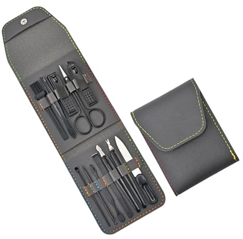 12 Stück Tragbare Nagelpflege Set für Männer und Frauen mit PU Reisesäckchen Edelstahl Maniküre Pediküre Zubehör Profi-Set