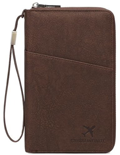 Toctax Reisepass Tasche Familie Reiseorganizer mit RFID-Blocker, Reisepass Organizer Reisepasshülle für Damen und Herren (Kaffee)