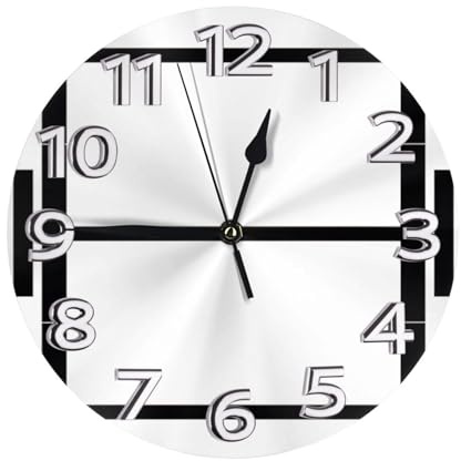YHLKLWKSZC Orologio da parete rotondo con bilanciere a forma di numero, funzionamento a batteria, 25,4 cm, silenzioso, senza ticchettio, per bagno, camera da letto, soggiorno, cucina, ufficio