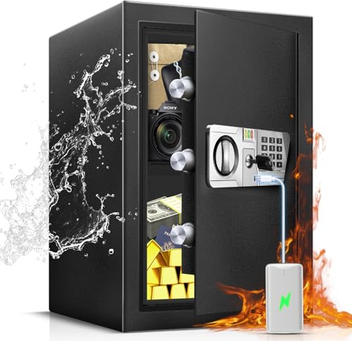 ToruKeep 60L Fireproof Safe Box with LED Sensor Light – Type-C Powered Digital Keypad, Electronic Combination Lock for Cash Jewelry, Steel Security Box for Home Office Hotel (35x31x45cm)