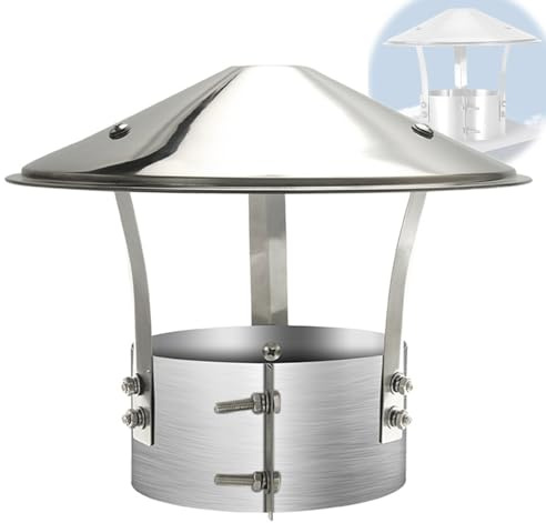 Comignolo, Comignolo Canna Fumaria, Tetto Antipioggia per Tetto in Acciaio Inossidabile 304, Cappello per Camino Rotondo, Antivento Antipioggia, per Camino Canne Fumarie di Caminetti(200mm/8in)