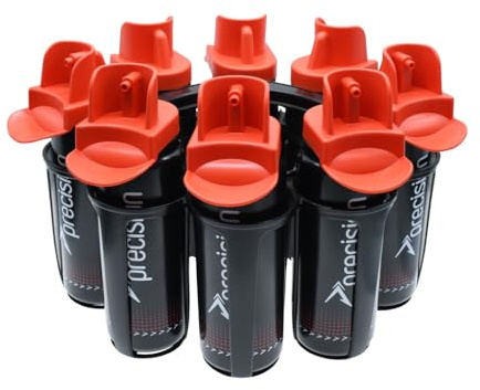 Precision 8 borracce igieniche e porta ovali, 8 bottiglie da 1 l, senza BPA, per sport di squadra, beccucci a flusso rapido senza contatto, lavabili in lavastoviglie, calcio, rugby, hockey, colore