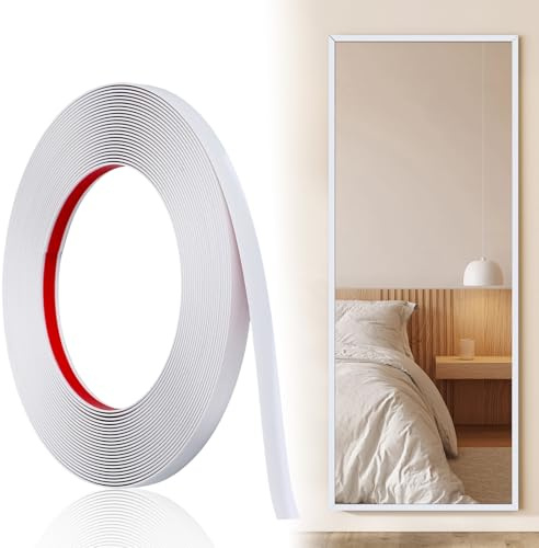 Zierleisten Selbstklebend, Flexible Wandleisten aus PVC, Kantenschutz Leisten, Kunststoffleisten Fensterleiste, Türrahmen Verkleiden für Fenster, Türrahmen, Decke, Boden, Schrank, Möbel, Weiß 10mmx10m