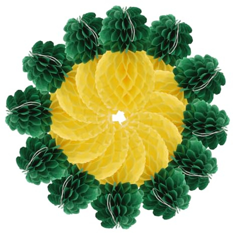 NIYANGLE 9 Stück Papier Ananas Wabenornamente 20cm Tropische Partydekoration Seidenpapier Wabenbälle für Geburtstags und Gartenfeiern