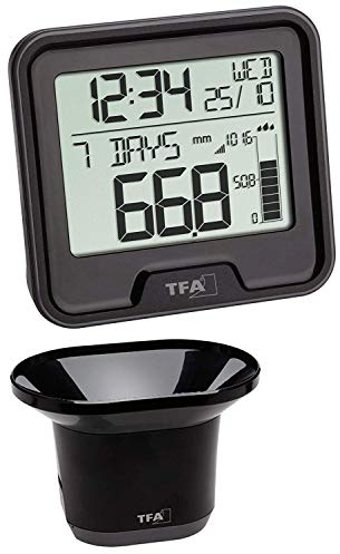 TFA 47.3005.01 Wireless Drop Rain Gauge with Rain Gauge Black with Batteries