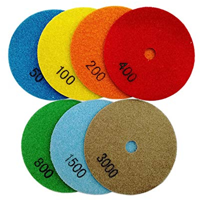 SHDIATOOL Trockene Diamant Polierscheibe 7 Stk. Mischen Streugut für Granit Stein Beton Marmor Dia 4 Zoll/100MM