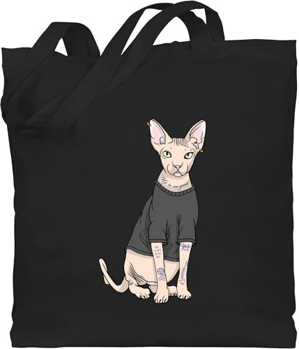 Shirtracer - Baumwolltasche - Katzenbesitzer Geschenk Katze - Tattoo Sphynx-Katze