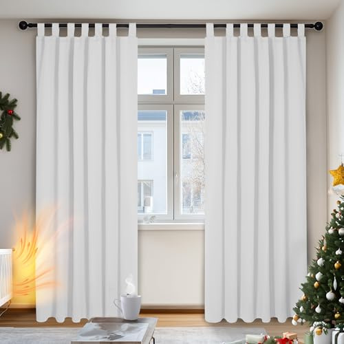 Deconovo Tende Oscuranti per interni 2 Pezzi 140x280 CM, Tende Camera da Letto Moderne Termiche Isolanti, con Passanti, Grigio Perla
