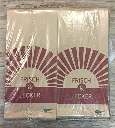 1000 Bäckertüten, Papiertüten, braun, bedruckt, 200 + 70 x 420 mm