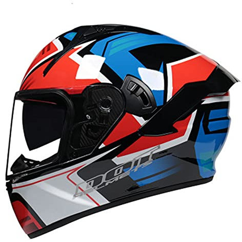 Integralhelm Motorradhelm Modular-Helm Rollerhelm Erwachsener Herren & Damen Jet Helm Sturzhelm Flip-Up Mopedhelm Full-Face Motorcycle Helmet Klapphelm Stoßfester Scooter,Rot,L