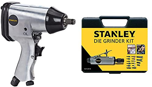 Stanley 160157Xstn Kit Avvitatore Ad Impulsi In Valigetta, 1/2 Con 10 Bussole, Velocità 4600/Min & 160153Xstn Kit Smerigliatrice