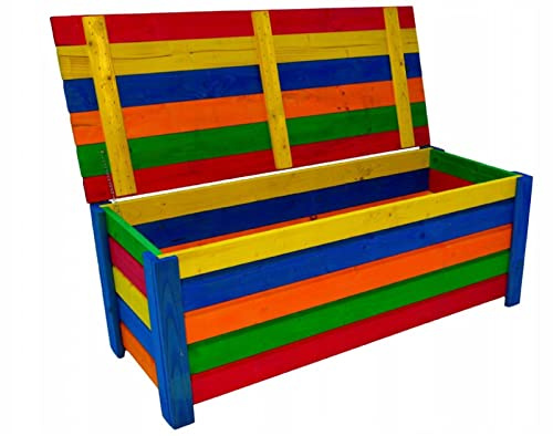 QLS Handels Gartenkiste Holzkiste Aufbewahrungsbox Woodenbox Garten Balkon 120 x 48 x 46 cm perfekt für den Garten und Wohnung (Bunt #E06956)