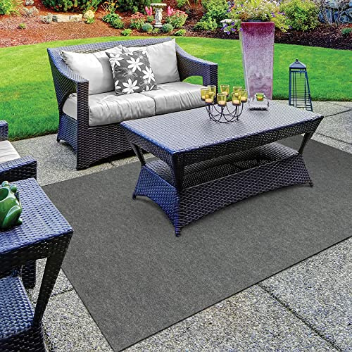 Mohawk Home Indoor Outdoor Multipurpose Area Rug 6' x 8' Grey Waterproof Floor Mat Carpet for Patio, Garage, Backyard, Deck, Porch, Camping, Beach, RV, Tailgating, Picnic