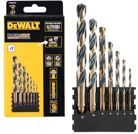 DeWALT Power Tools Black & Gold HSS Drill Bit Set, 7 Piece, Multi Colour, One Size