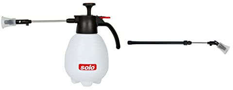 Solo 402 Drucksprüher 2 Liter mit schwenkbarer Düse mit robusten FKM Dichtungen - 16 x 14 x 28 cm, Weiß & 49628 Teleskoprohr 25-50 cm 401 402 Drucksprüher, Silber, 43 x 7 x 4 cm