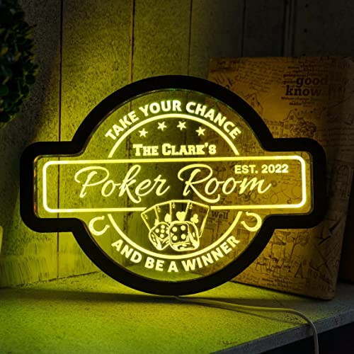 souleather Personalisiertes Bar-Neonschild, individuelles Bar-Neonschild, Hausbar-Neonlicht, Bar-LED-Schild, Bar-Lichtschild, Neonschild für Business, Hausbar, Neonschild (Poker)