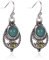fdsmall Ohrringe für Frauen Boho Vintage Türkis Ohrring Silber überzogen Türkis Dangle Hook Ohrring Grün Kristall Ohrring Schmuck für Frauen und Mädchen