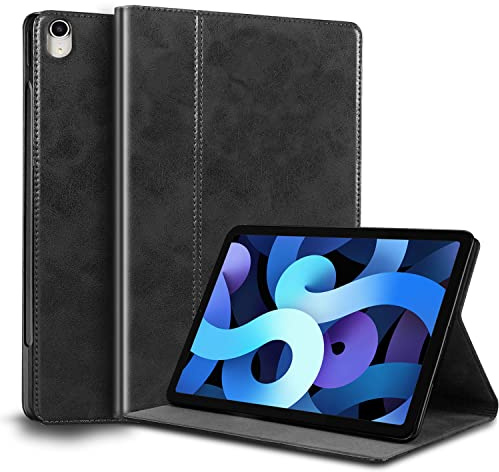 Gexmil Leder Hülle für iPad Air 11 Zoll M4/M3/M2 (2026/2025/2024),iPad Air 10,9 Zoll 5./4. Generation 2022/2020, Leder Cover Stoßfest,Automatischer Schlaf/Aufwachen, rutschfest,Schwarz