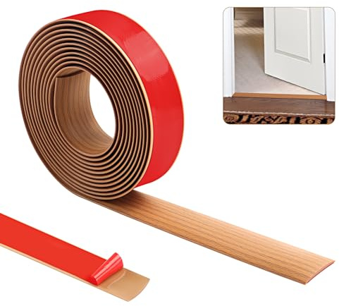 400cm×4cm Bande de seuil, bandes de garniture de porte de tapis,bande de séparation de porte de sol auto-adhésive, bande de garniture de bord(Grain de bois de chêne jaune)