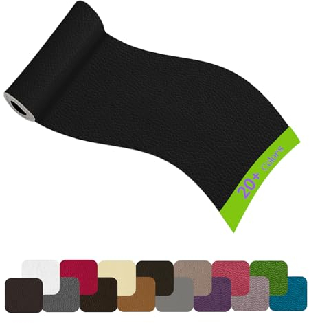 HOCOXW Pelle Adesiva per Riparazioni 160x10cm, Patch di Riparazione in Pelle, Ecopelle Adesiva per Divani, Patch PU Pelle Adesiva per Divano, Sedile Auto, Mobili, Borsa in Pelle, Tappezzeria(Nero)