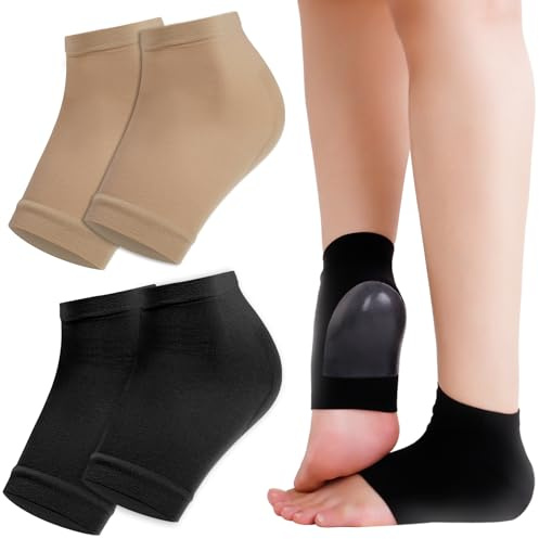 Heyu-Lotus 2 Pairs Heel Protectors, Gel Heel Cups, Heel Cushion Pads for Plantar Fasciitis, Silicone Heel Protectors for Cracked Heels Achilles Tendonitis Foot Heel Pain Relief