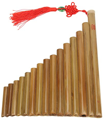 Panflöte, 15 Pfeifen, G-Taste, Chinesische Traditionelle Panflöte, Flöte, Holzblasinstrument für Anfänger (Rechte Hand)