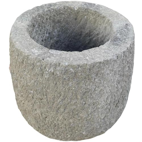 Teako Design Stonox Naturstein Pflanzgefäß Korba, Blumentopf, Übertopf, Pflanzkübel groß außen, Pflanzschale für Garten, Langlebige Gartenattraktion, Garten Dekoration (80 x 60 x 80 cm)
